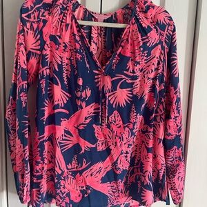 Lilly Pulitzer Pink blue long-sleeve top sz small exc cond